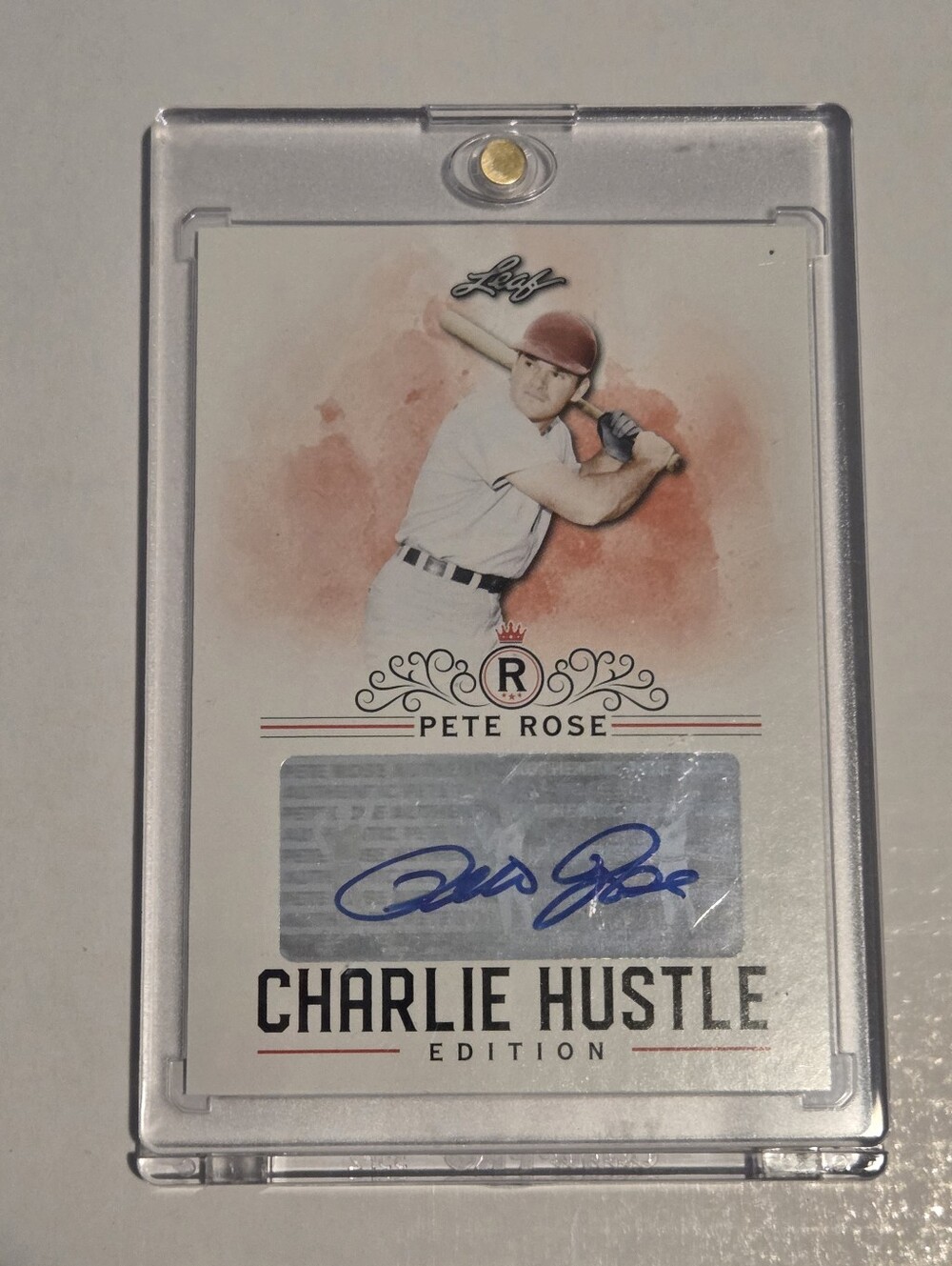 Pete Rose Charlie Hustle Autograph Baseball Card - Leaf 2020